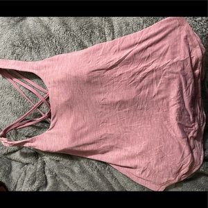 Lululemon size 10 Pink Moment to a movement two in one tank